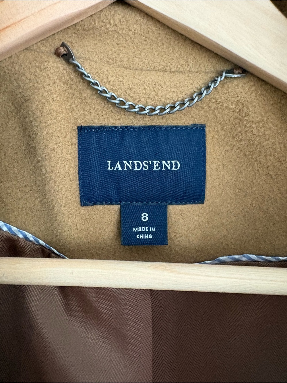 Lands' End Women’s Wool Blend Coat, Camel/Tan, Size 8 - Picture 5 of 9